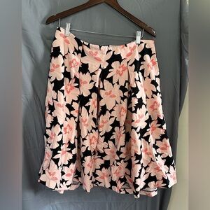 Lane Bryant Black Skirt with Pale Pink Floral Pattern